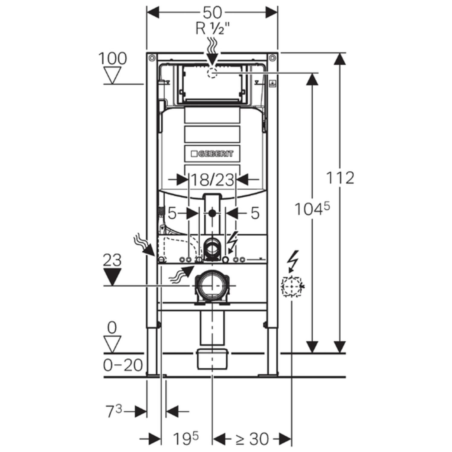 Geberit Duofix Spülkasten Sigma Bauhöhe 112 cm 111.300.00.5 Vorwandset optional Drückerplatte - Bild 2