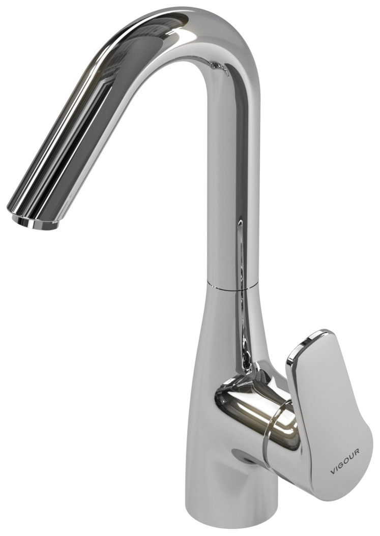 VIGOUR Einhand-Waschtischbatterie derby V3 V-Auslauf schwenkbar, mit Ablaufgarnitur verchromt