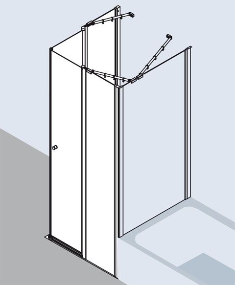 Kermi Ibiza 2000 Eckeinstieg-Halbteil re 900x1850 mm ESG klar silber mattglanz - Bild 3