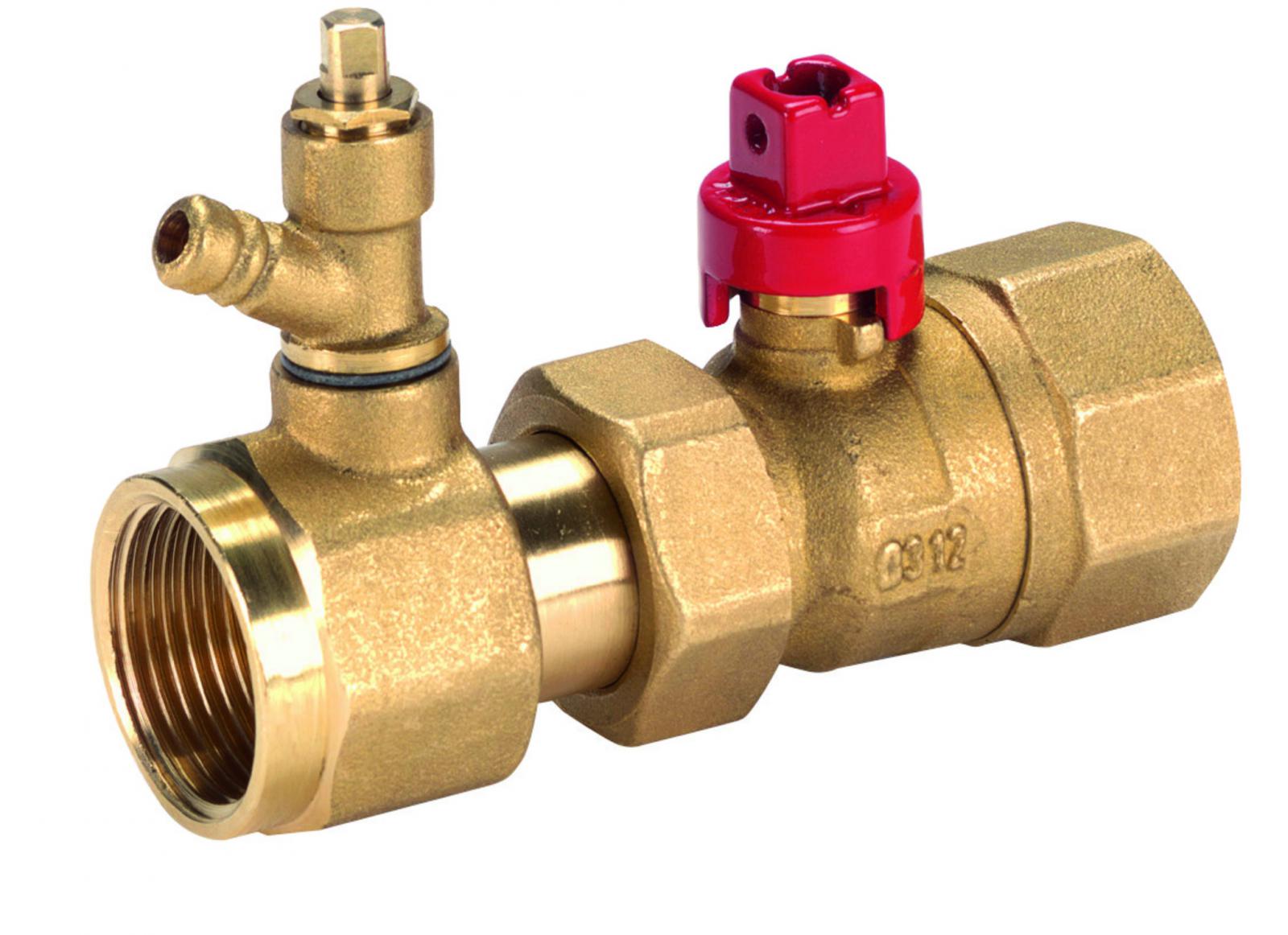 Solar-Kappenventil DN 20 Gehäuse aus Pressmessing, mit Vierkantgriff, Draht und Plombe - Bild 1