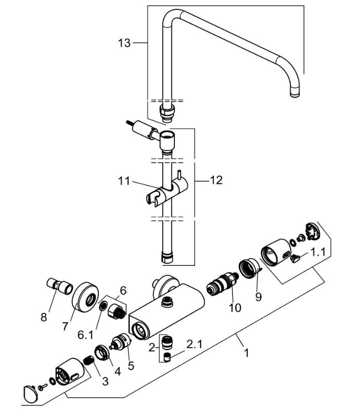 VIGOUR Gleitschieber derby Safe Tec schwarz matt, für Duschsystem Thermostat - Bild 2