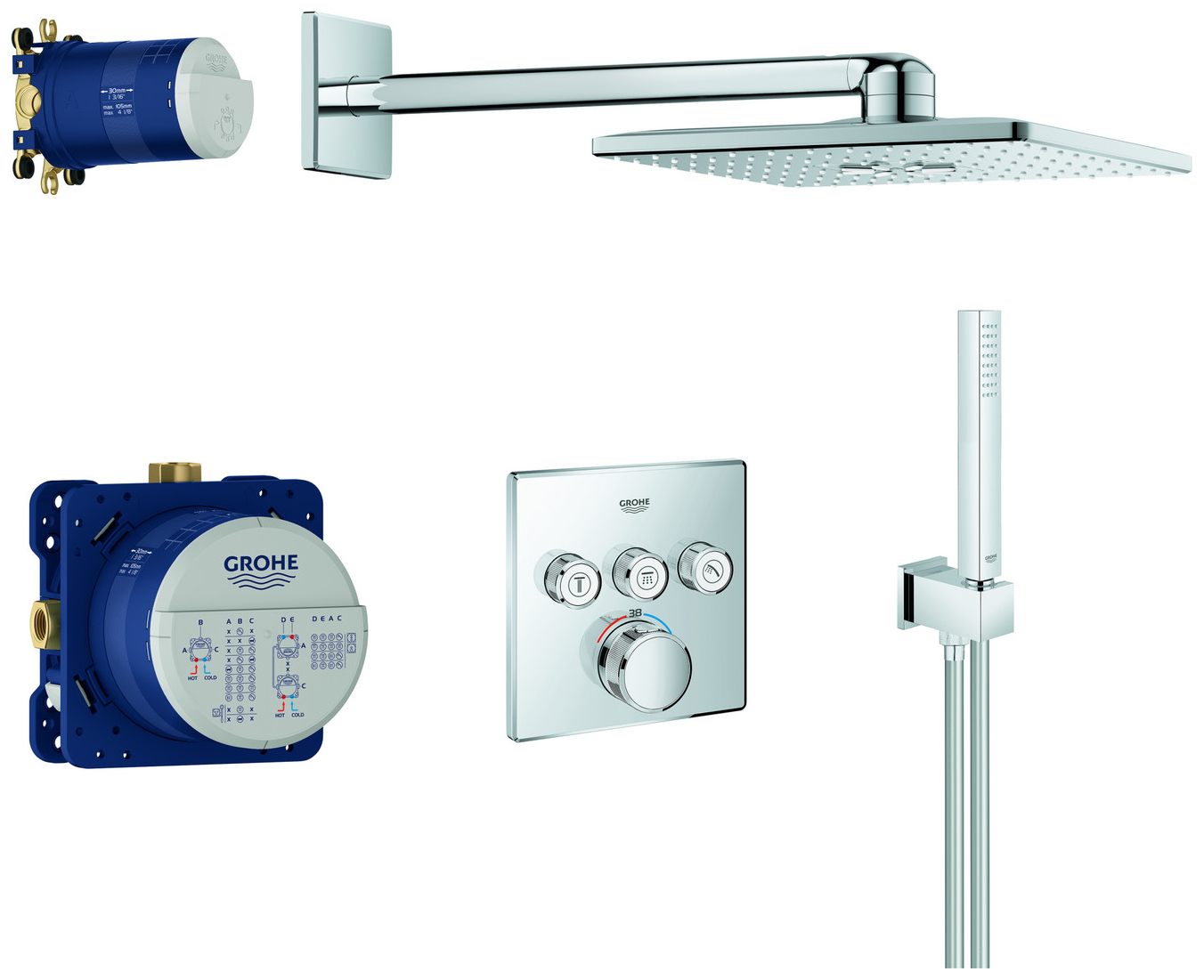 GROHE UP-Duschsystem Grohtherm SmartControl eckige Form chrom 34706000 - Bild 1