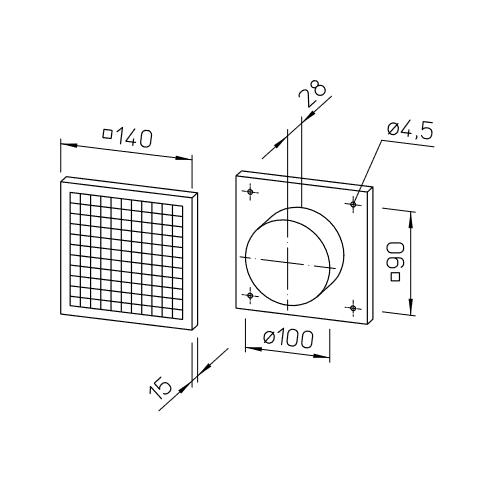 Helios Lüftungsgitter G 100 zum Einstecken in Rohre Kunststoff weiss 00796 - Bild 2