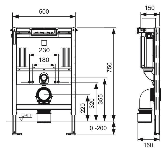 TECEprofil WC-Modul mit Uni Spülkasten, Bauhöhe 750 mm 9300291, Betätigung von vorne und oben - Bild 2
