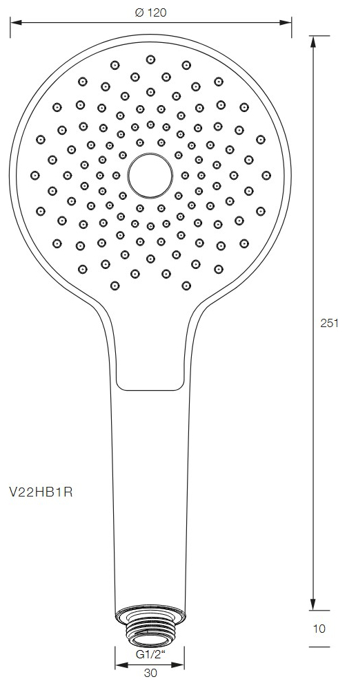 VIGOUR Handbrause V2 rund d=120mm 1-strahlig verchromt