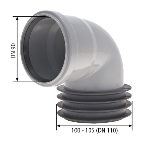 Airfit Winkel-Steckmuffe DN 90 x 110 konzentrisch aus PP 91110WS - Bild 2