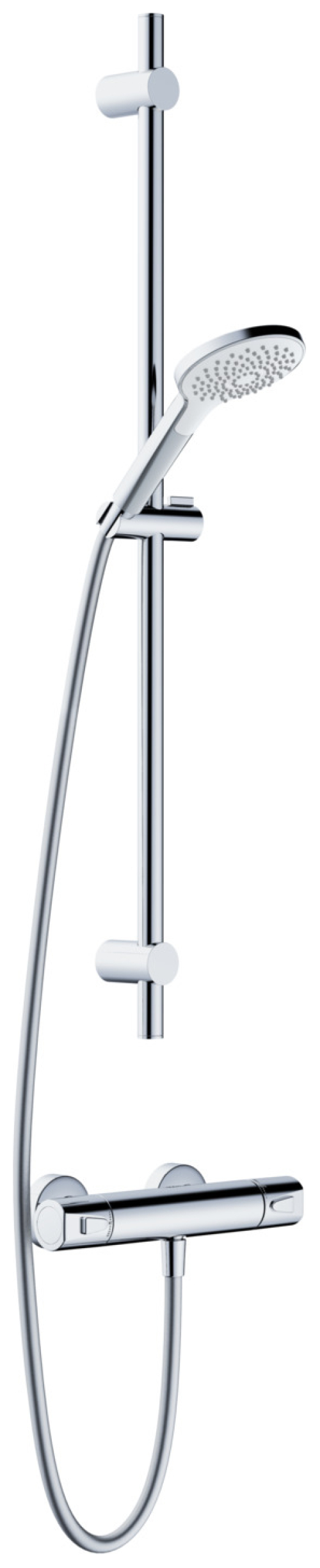 VIGOUR clivia Set m. Brausethermostat, Brausegarnitur 90cm, Handbrause 3-fach rund verchromt