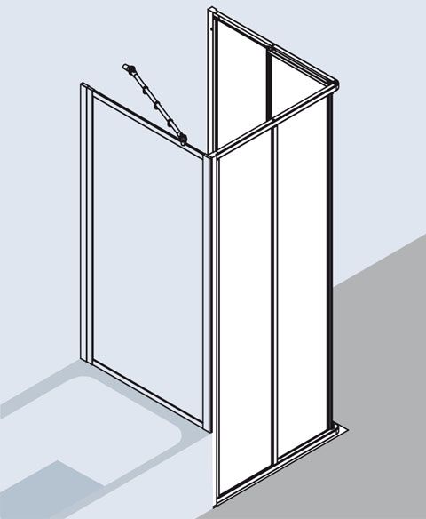 Kermi Nova 2000 Eckeinstieg-Halbteil ED2 700x1850 mm, Kerolan Fontana hell, Profil silber mattglanz - Bild 4
