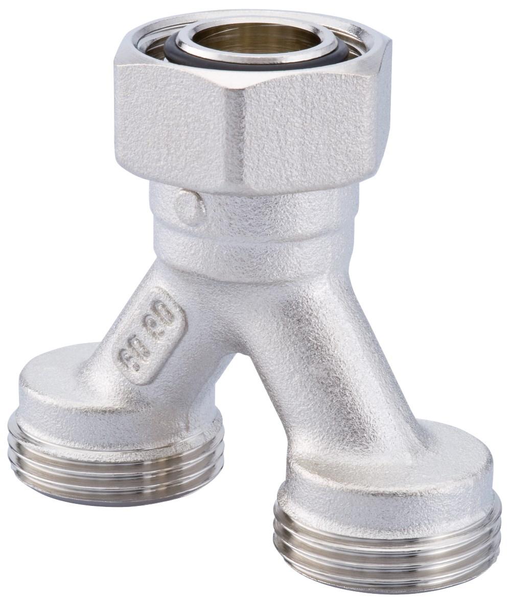 Hummel Y-Stück 2 x G 3/4 Eurokonus, Messing vernickelt 2257000801 - Bild 1