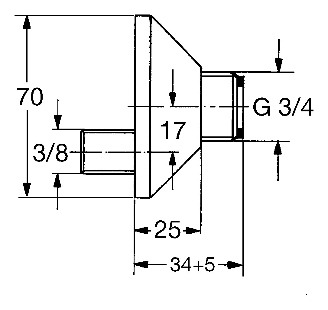 GROHE S-Anschluss 3/8''x3/4'' Verstellbarkeit 17mm chrom 12050000 - Bild 3