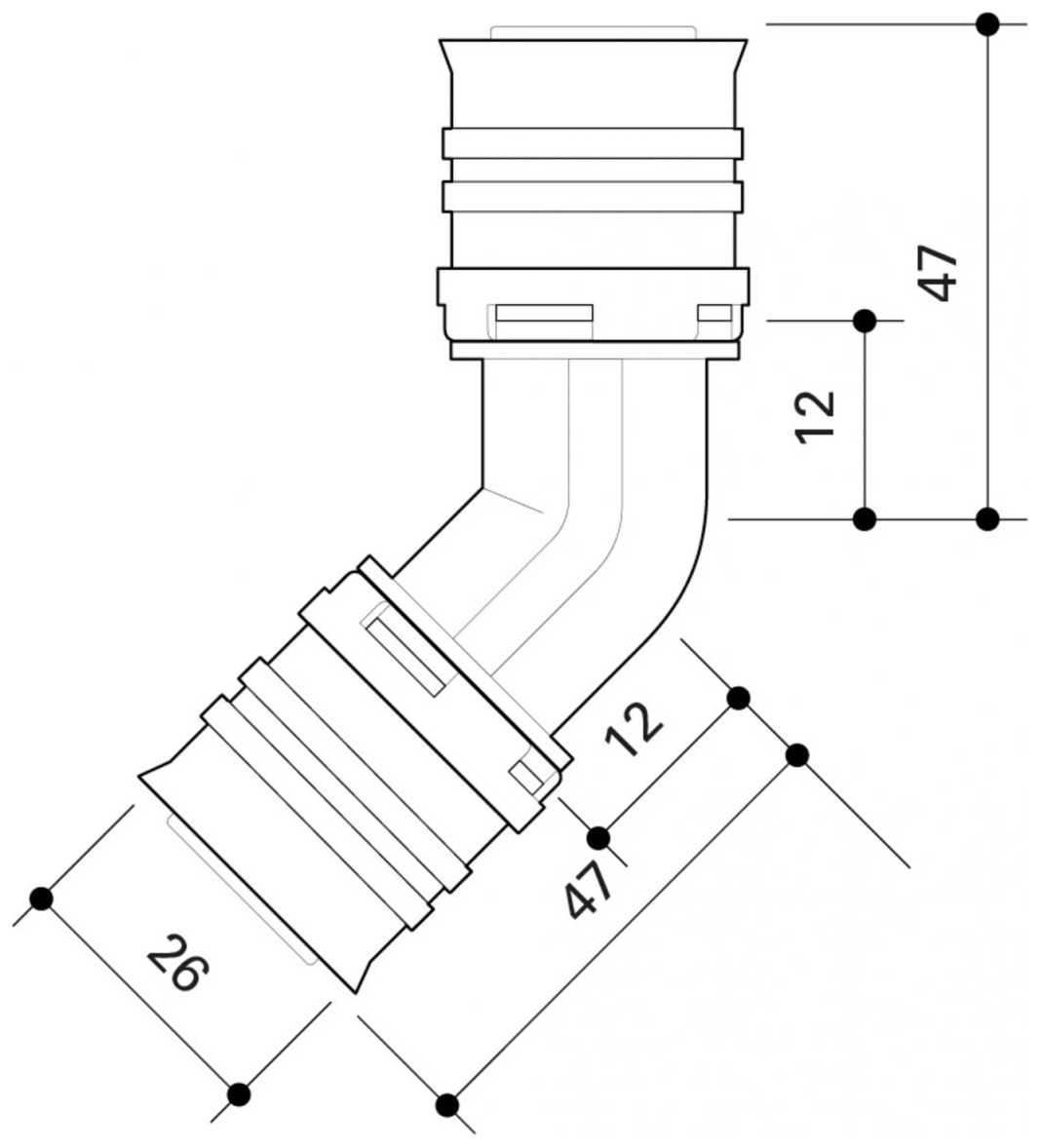 CONEL Connect MV2 Winkel 45 Grad 26 mm CCMVW2645N - Bild 2
