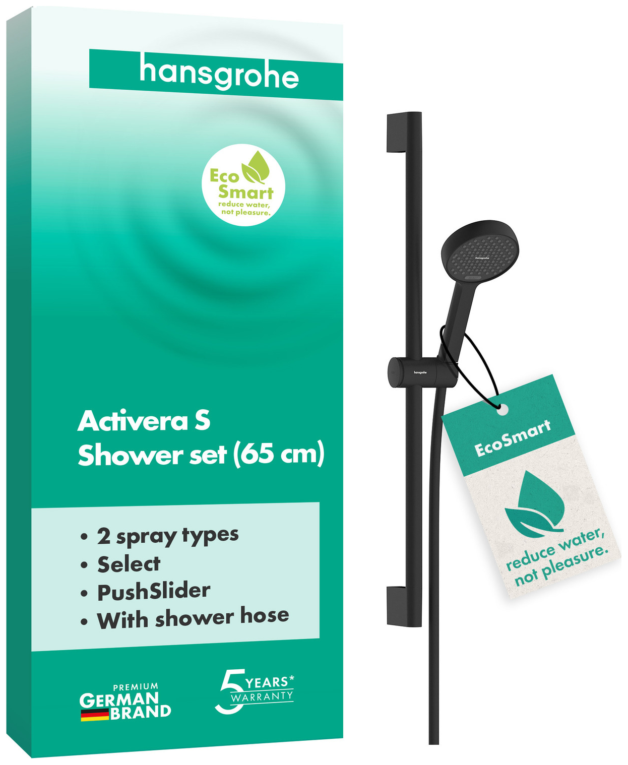 Hansgrohe Brauseset Activera Select S 95 2jet EcoSmart mit Brausestange Typ 65 schwarz matt