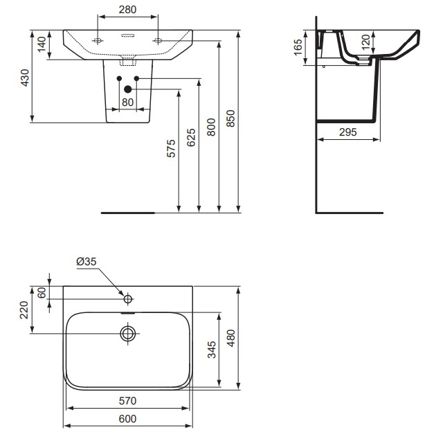 VIGOUR Waschtisch-Set derby V3 60cm