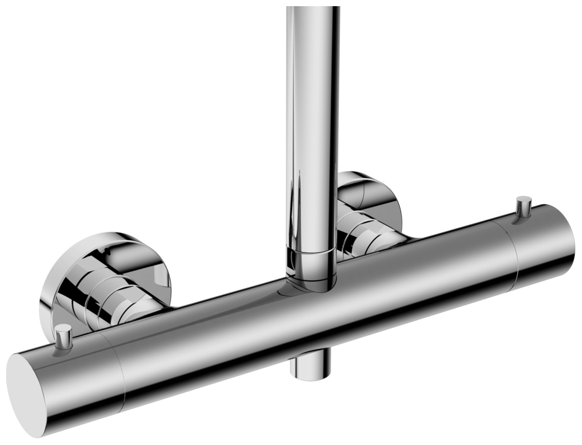 VIGOUR Duschsystem V4 Thermostat Kopfbrause 310mm edge Stabhandbrause und Schlauch verchromt