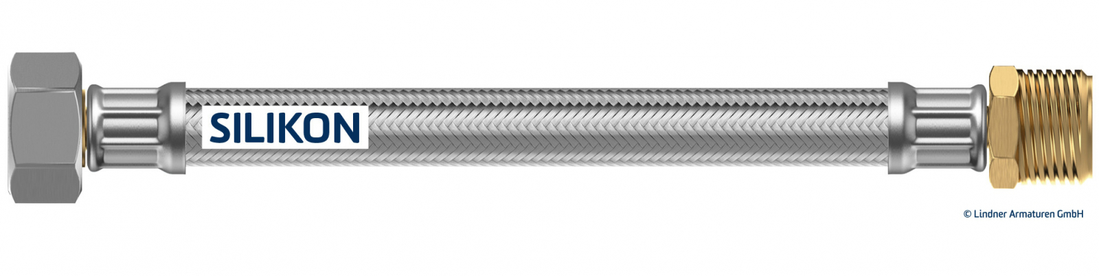 Silikon Panzerschlauch DN12 Länge 50 cm UM 1/2'' x AG 1/2'' DVGW - Bild 1