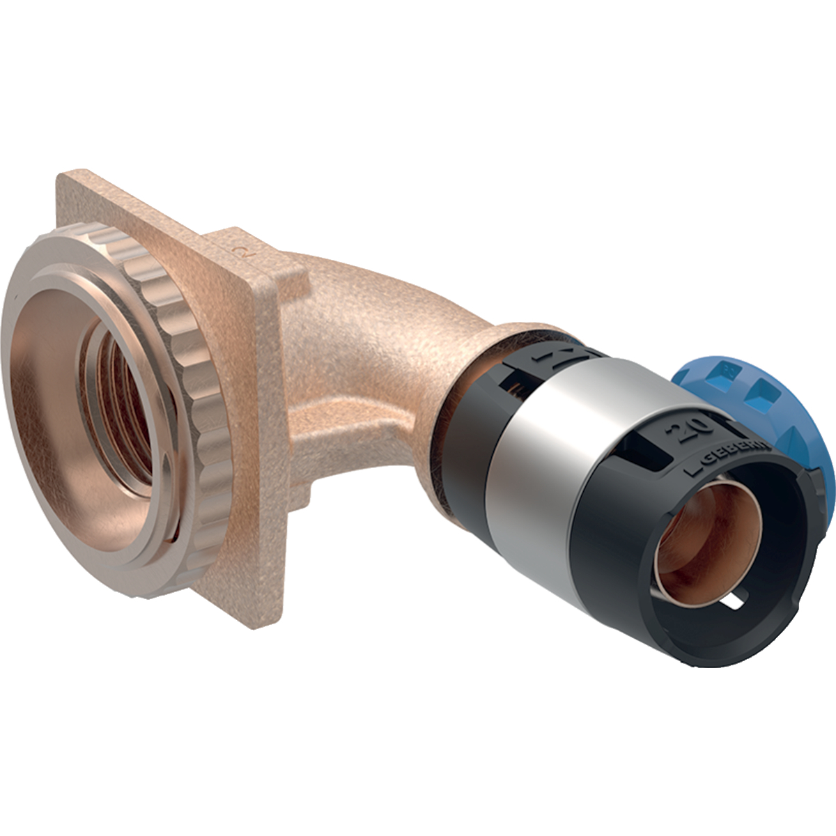 Geberit FlowFit Anschlusswinkel 90 Grad für UP-Spülkasten 16mm x Rp 1/2'' Rotguss+ 620.890.00.1 - Bild 1