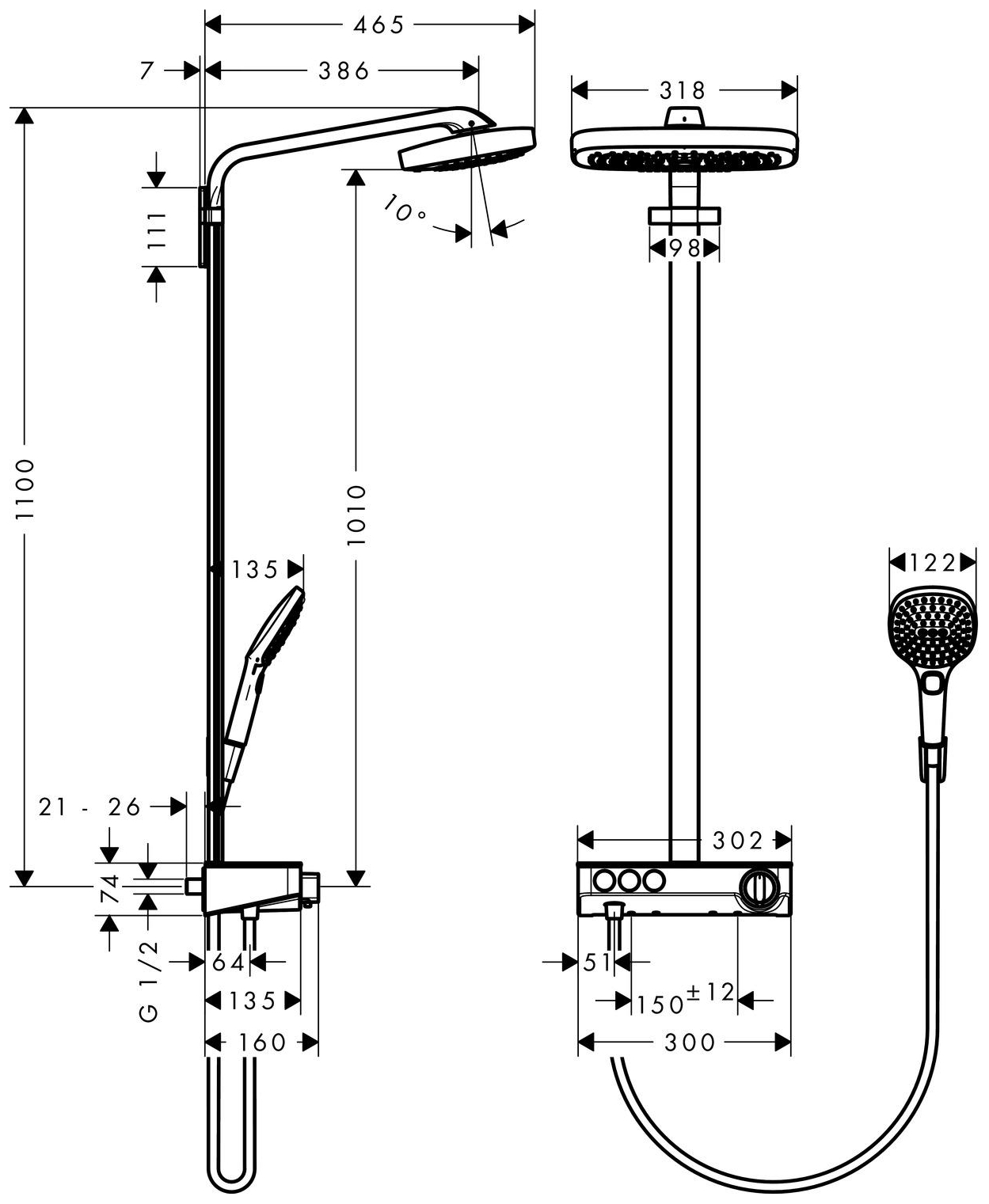Hansgrohe Showerpipe Raindance Select weiss verchromt 27127400 - Bild 2