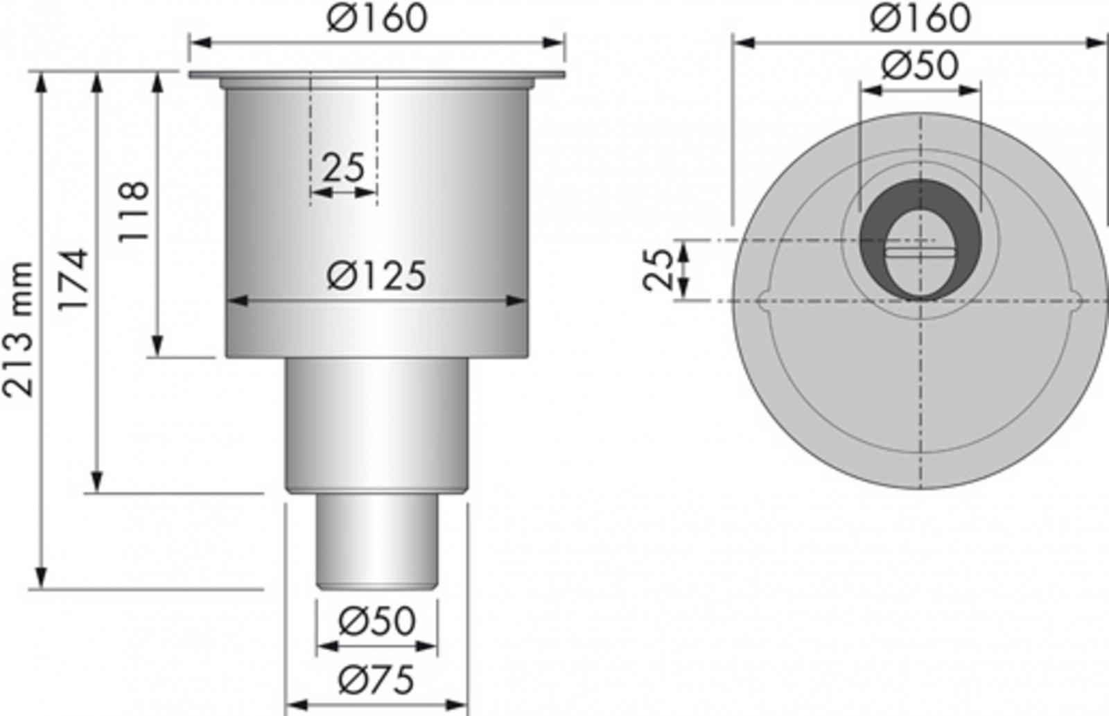 VIGOUR Siphon individual Ablauf senkrecht DN 50 zu Duschrinne - Bild 2