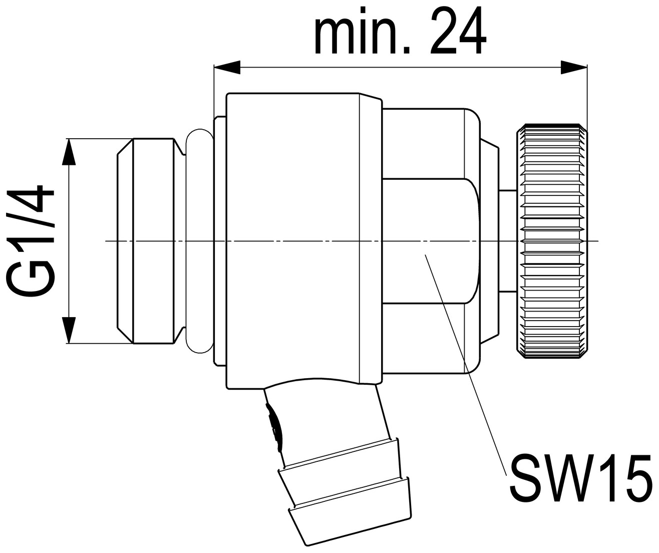 JS Entleerungsventil mit O-Ring DN8 (1/4'') aus Messing, mit Auslaufring grün
