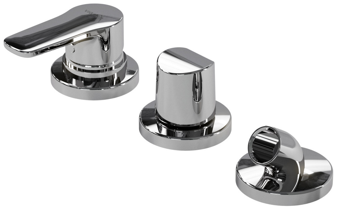 VIGOUR Dreiloch-Badebatterie derby V3 für Überlaufbefüllung ohne Handbrause verchromt