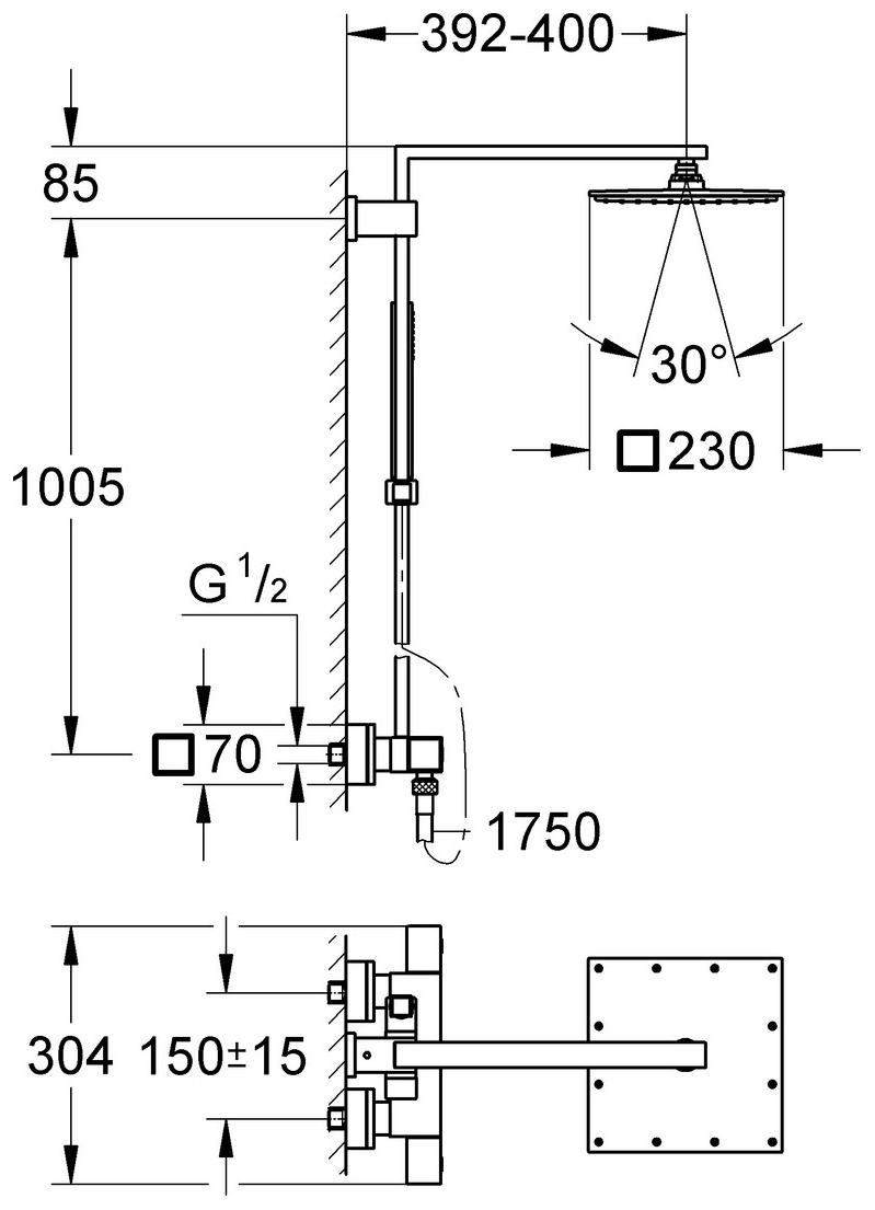 GROHE Duschsystem Euphoria Cube XXL Kopfbrause 230 mm chrom 26087000 - Bild 3