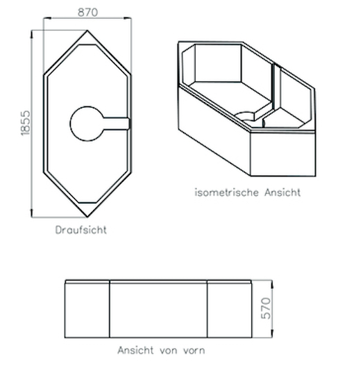 Sechseck-Badewanne 190x90 cm aus Sanitär-Acryl weiß inklusive Styropor-Wannenträger - Bild 4