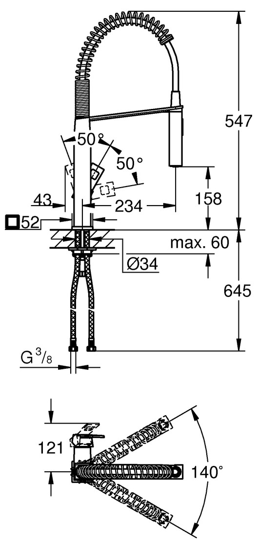 GROHE Spültischbatterie Eurocube mit Profibrause supersteel 31395DC0 - Bild 2