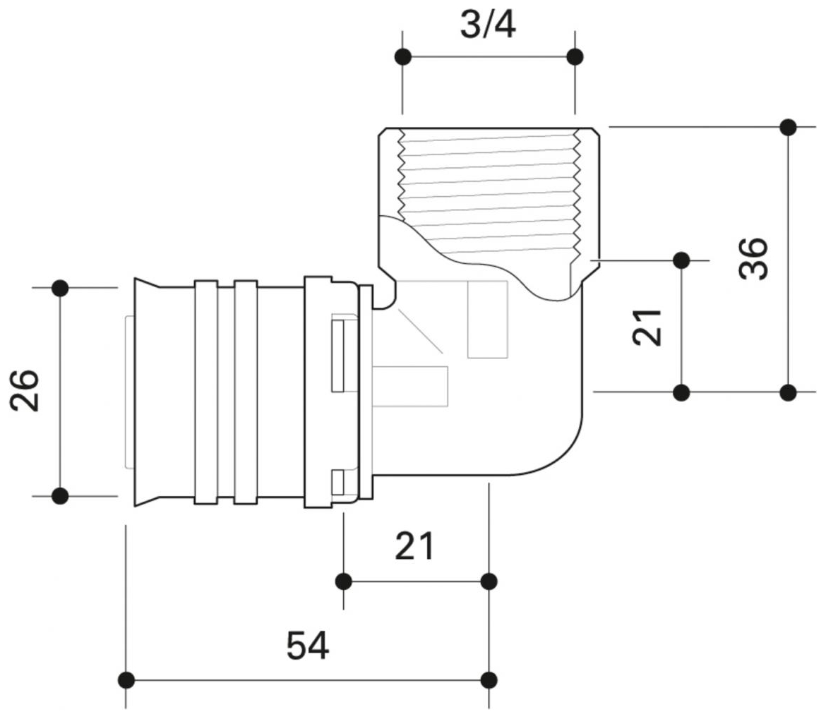 CONEL Connect MV2 Übergangswinkel 26 mm x 3/4'' IG CCMVUW26IN - Bild 2
