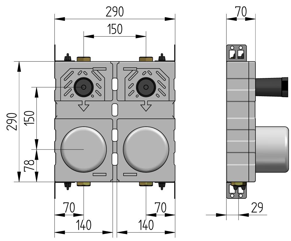 Wasserzähler Modul UP-fix Plus DUO 3/4'' mit Allmess Meßkapsel UP 6000-MK, Oberteile (Eichung 2024) - Bild 5