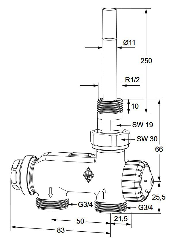 Heimeier Ventil E-Z DN 15 1/2'' mit Tauchrohr Zweirohr, Durchgang 3878-02.000 - Bild 2