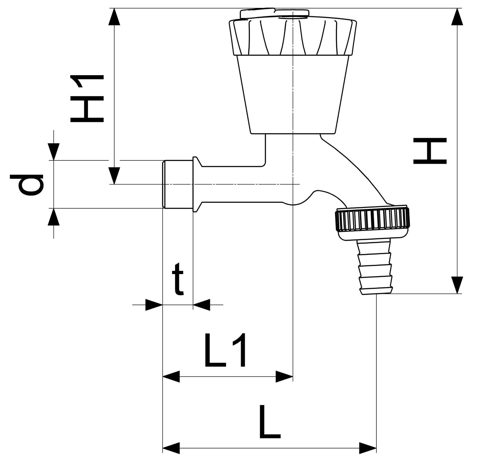 Auslaufventil Wasser-Safe 1930 3/4'' verchromt mit Schlauchverschraubung - Bild 2