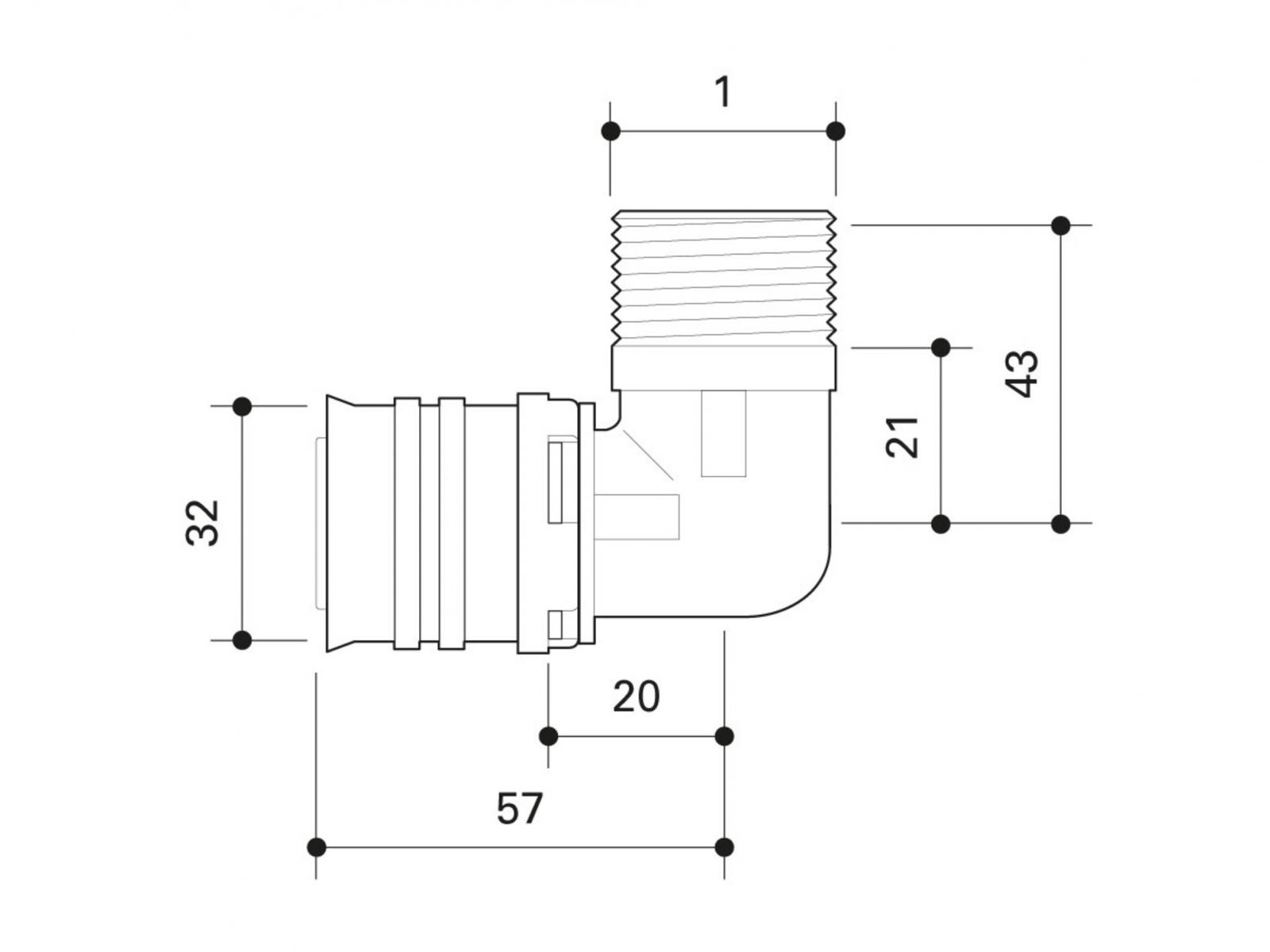 Übergangswinkel Alpex F50 Profi 32mm x 1 AG'' ALPUW32A - Bild 2