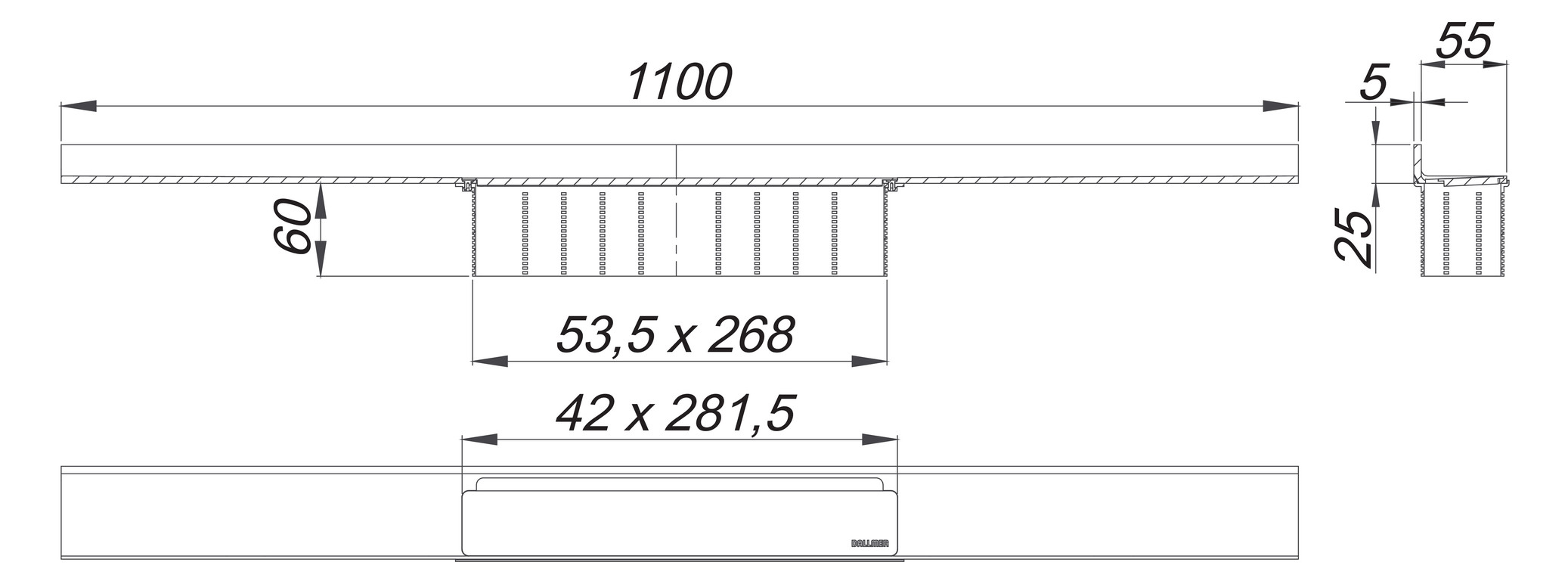 DALLMER Duschrinne CeraWall Select 1100 mm Ablaufschiene Edelstahl poliert 535122 - Bild 2