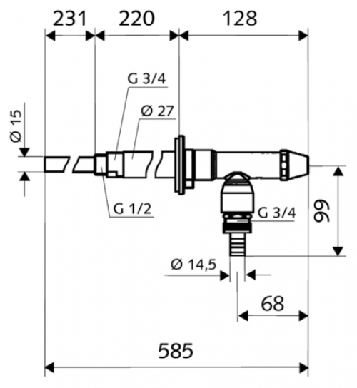 Frostsichere Außenwandarmatur DN15 (1/2'') AG/15mm mattchrom - Bild 2