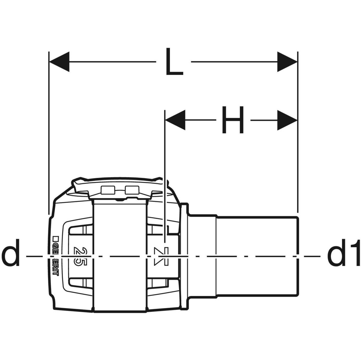 Geberit FlowFit Übergang auf Mapress mit Einschubende d=20mm d1=15mm Rotguss+ 620.231.00.1 - Bild 2