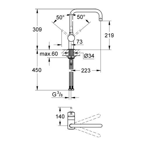 Grohe Minta Einhand-Spültischbatterie U-Auslauf chrom 32488000 - Bild 3