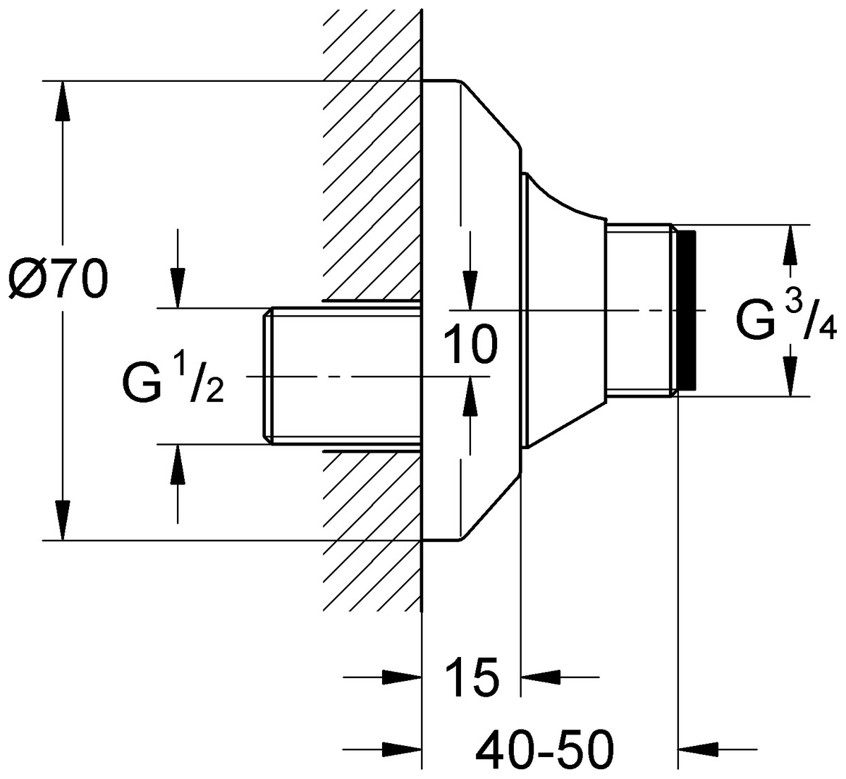 GROHE S-Anschluss 1/2'' x 3/4'' chrom 12400000 - Bild 2