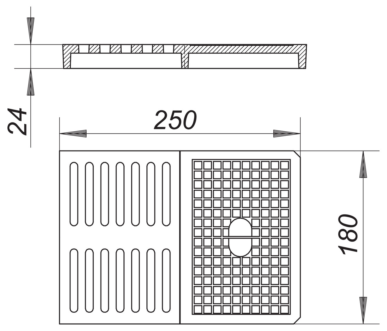 DALLMER Rost zu Ballstau 110 grau 250 x 180 mm 724922, für Rückstau-Kellerablauf Ballstau 110 - Bild 2