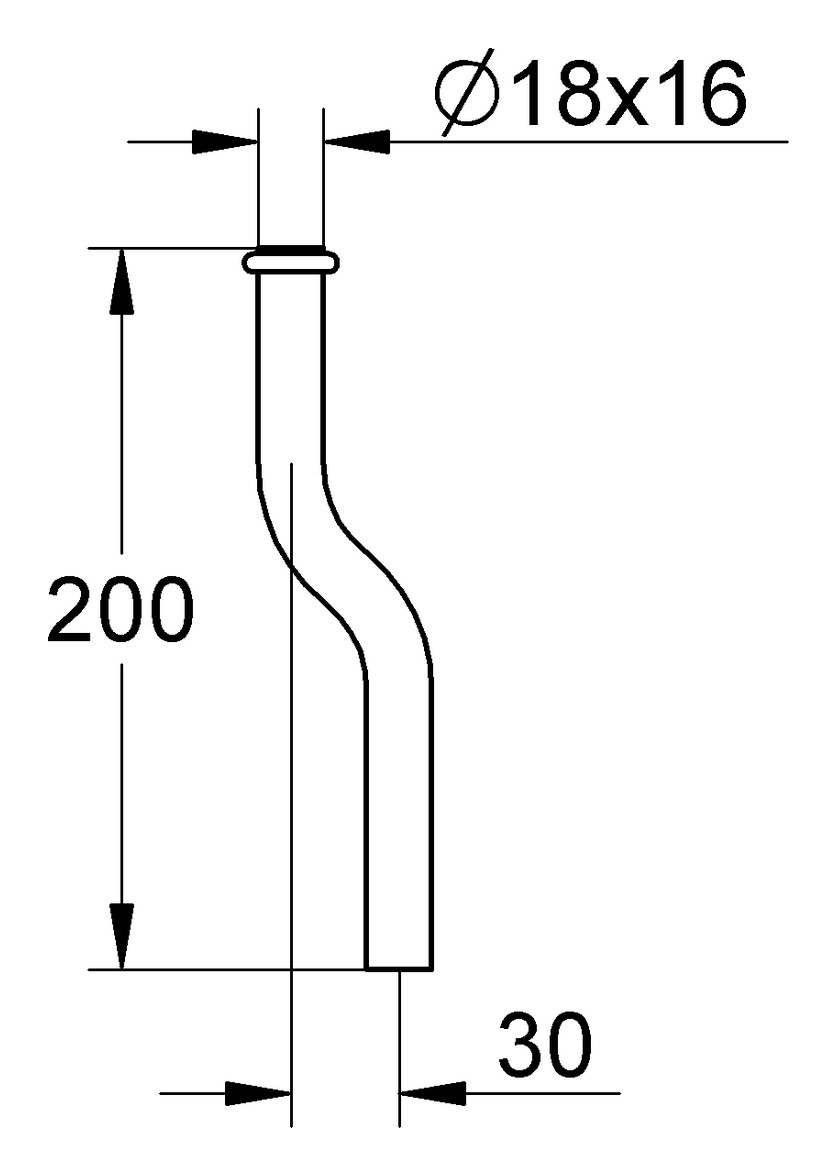 GROHE Urinal-Spülrohr 37038 Durchm.18mm 200mm aus Messing Kröpfung 30mm verchromt 37038000 - Bild 3