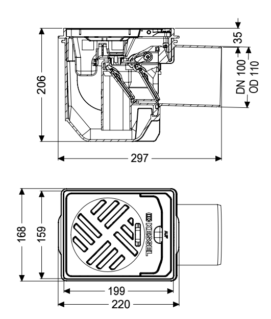 KESSEL Bodenablauf Drehfix DN 100, Rost schwarz, mit Rückstaudoppelverschluss 27301 - Bild 2