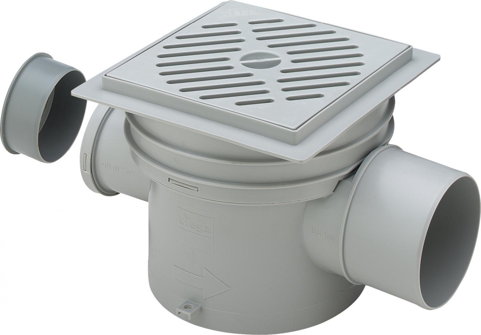 Viega Kellerablauf 4989 Optifix Typ 5 DN 100 x DN 70 mit 2 Pendeklappen, Handbetätigung 462963 - Bild 1