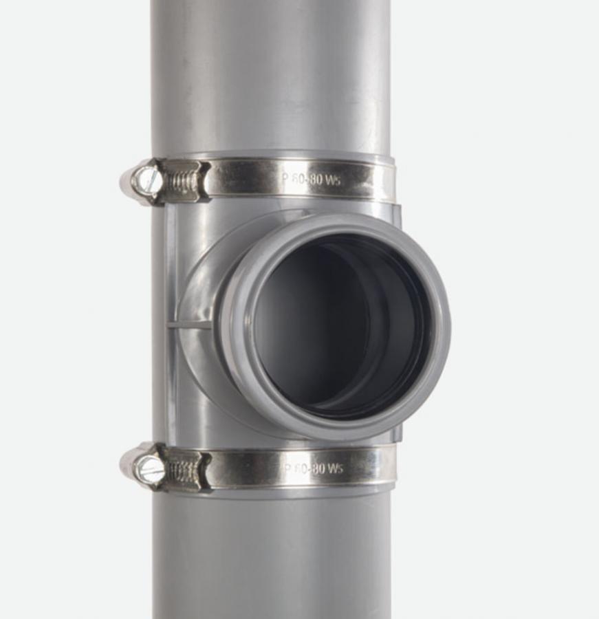 Airfit Sattel-Abzweig DN 70 x 50 mit Dichtring und 2 Edelstahl-Befestigungsschellen 28755SA - Bild 1