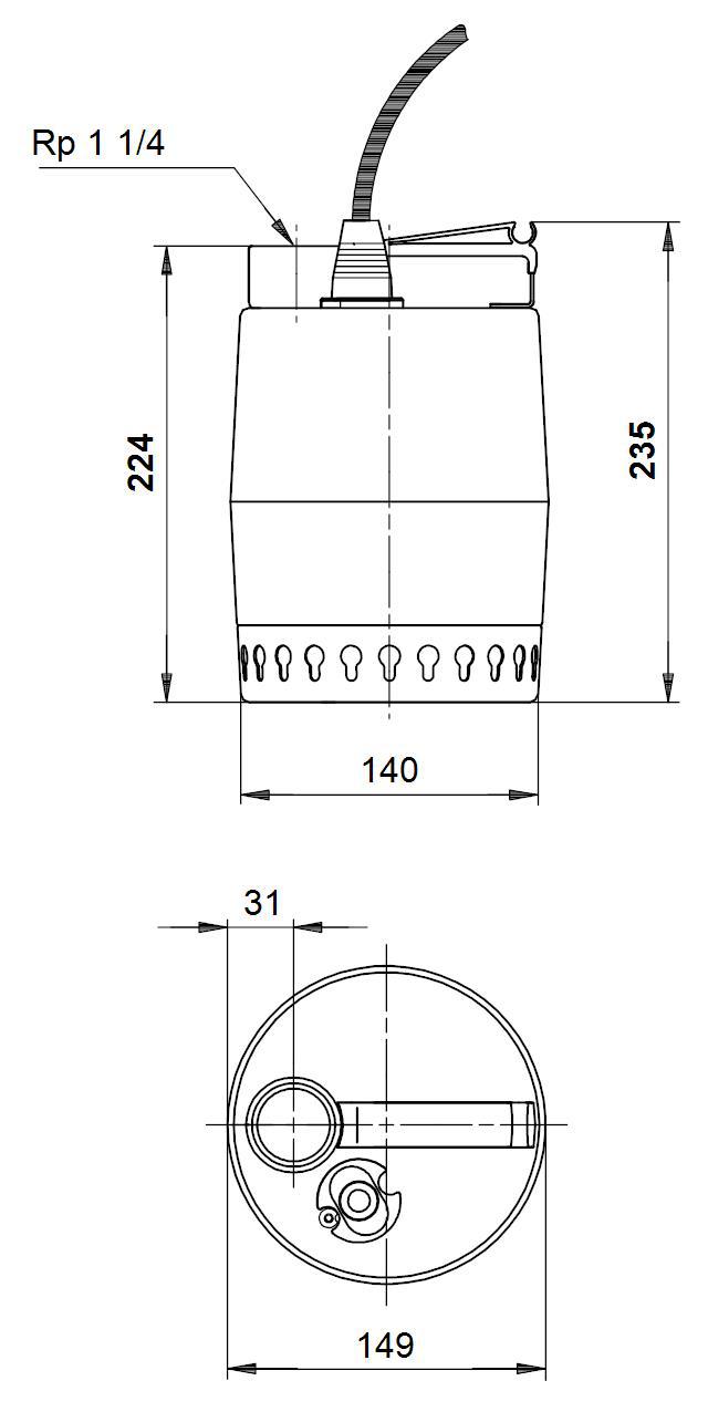 Grundfos Unilift Kellerentwässerungspumpe KP350-M1, 11/4'', FH 9m, ohne Schwimmerschalter 013N1300 - Bild 2