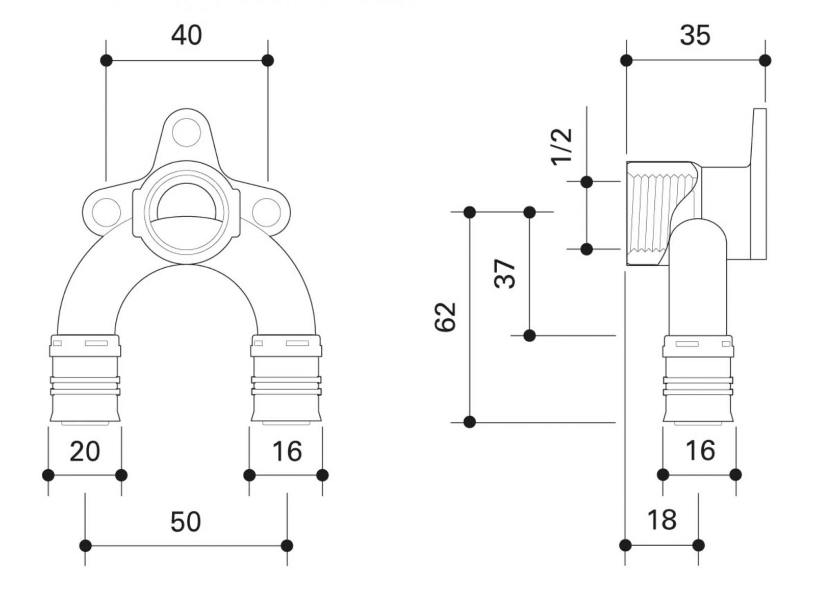 Doppelwandwinkel Alpex F50 Profi 20mm x 1/2 IG'' ALPDWW20KN - Bild 2