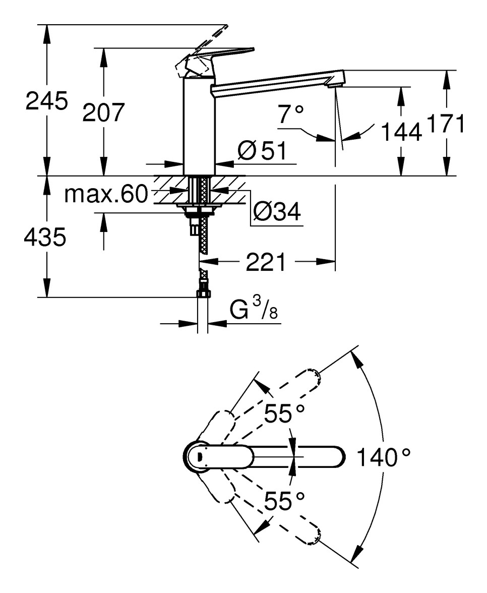 GROHE Eurosmart Cosmopolitan Spültischbatterie Hochdruck supersteel 30193DC0 - Bild 3