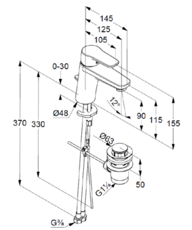 VIGOUR Einhand-Waschtischbatterie derby V3 mit Ablaufgarnitur verchromt