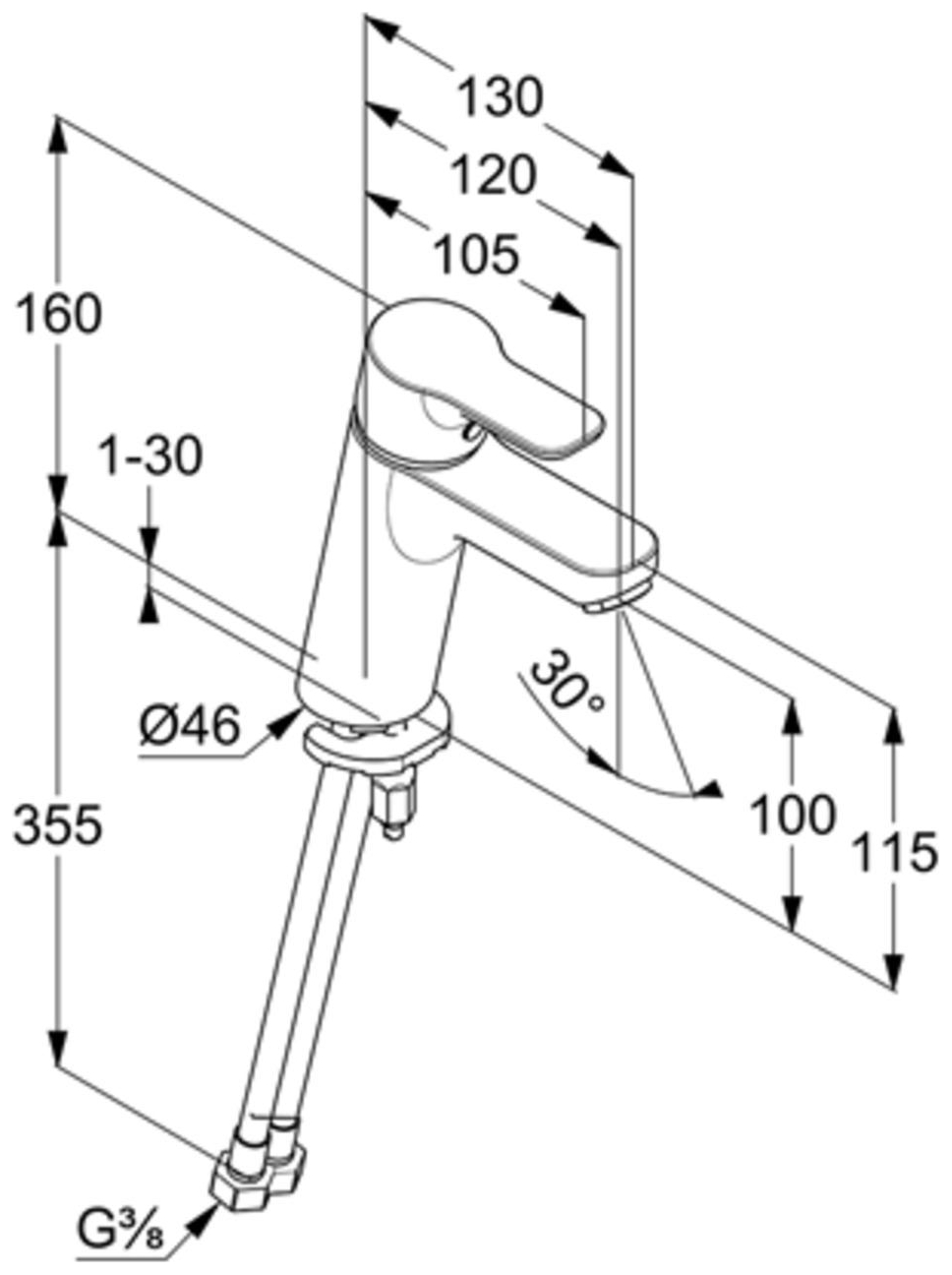 Kludi PURE&EASY Waschtisch-Einhandmischer 100 ohne Ablaufgarnitur chrom 372920565 - Bild 2