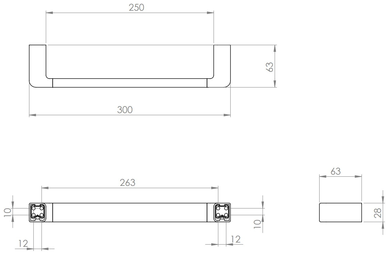 VIGOUR Wannengriff derby V3 300 mm schwarzmatt