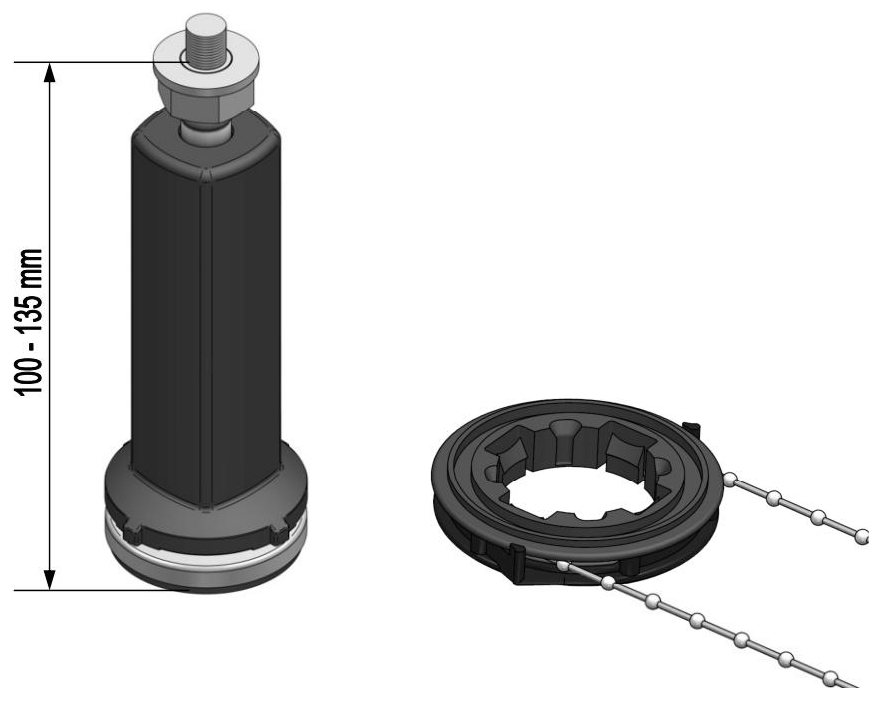 VIGOUR Wannenfuß Set 5 für vogue/derby Mineralgusswannen bis 90x90cm, Höhe 100-135mm - Bild 2