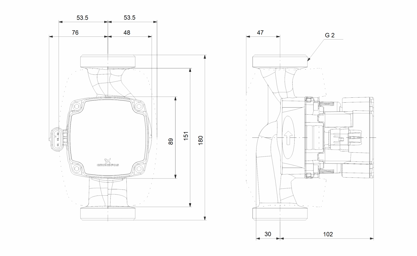 GRUNDFOS Hocheffizienz Umwälzpumpe ALPHA1 GO 32-60, 180mm, 220-240V 9H DC0